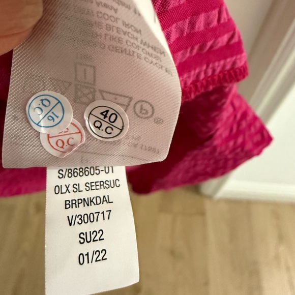 Banana Republic Hot Pink Ruffle square Neck Seersucker Flowy Midi Dress Beachy - Picture 6 of 10